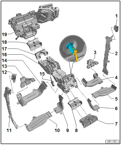 Air Ducts and Vent in rear Vehicle Interior, "Mid" or "Mix" A/C System