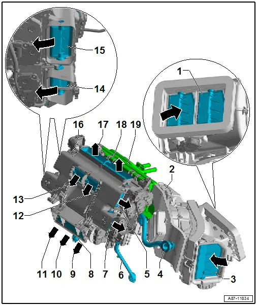 Air Intake and Outlet Openings in Front Heater and A/C Unit