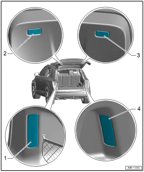 Component Location Overview - Luggage Compartment Lamps