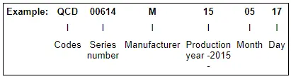 Example of Date of Manufacture of the Rear Final Drive