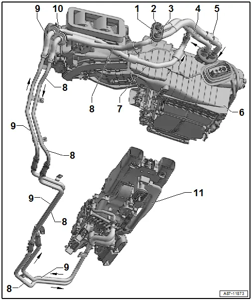 Rear Heating and A/C system, Incorporation in the Coolant Circuit, "High" A/C System