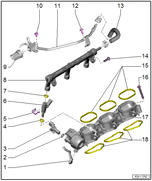 Overview - Intake Manifold Lower Section with Fuel Rail