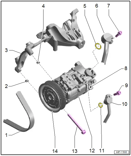 Overview - A/C Compressor Power Unit, Vehicles with 6-Cylinder TFSI Engine