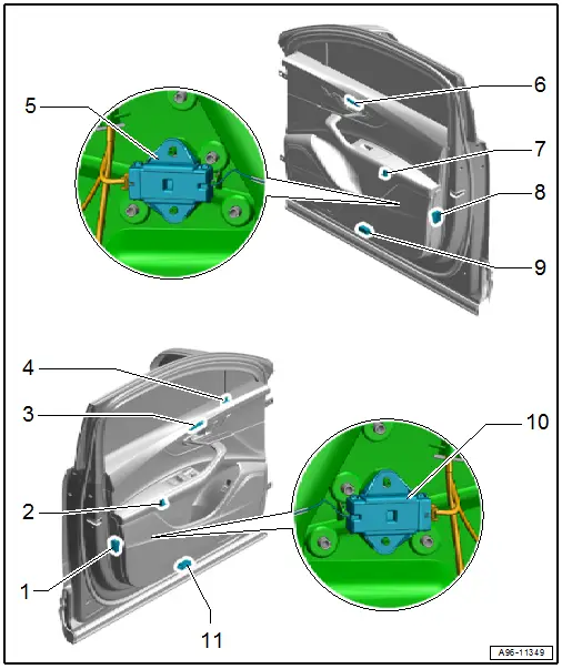 Overview - Component Location Front Door Lamps