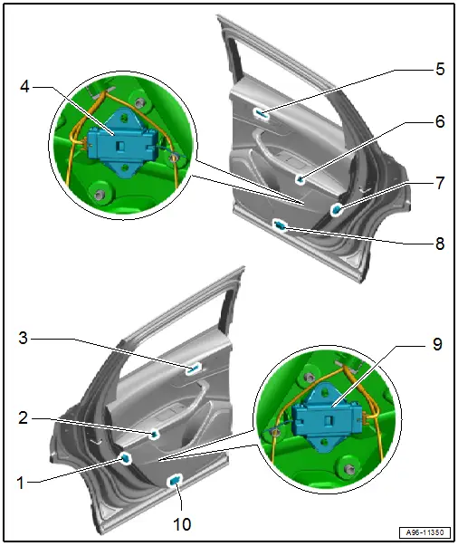 Component Location Overview - Rear Door Lamps