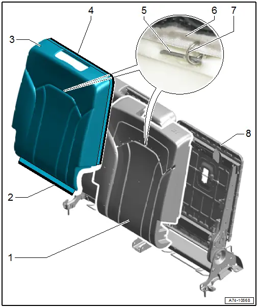 Overview - Cover and Cushion, Third Row Backrest