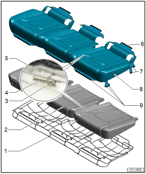 Overview - Cover and Cushion, Second Row Seat Pan Low