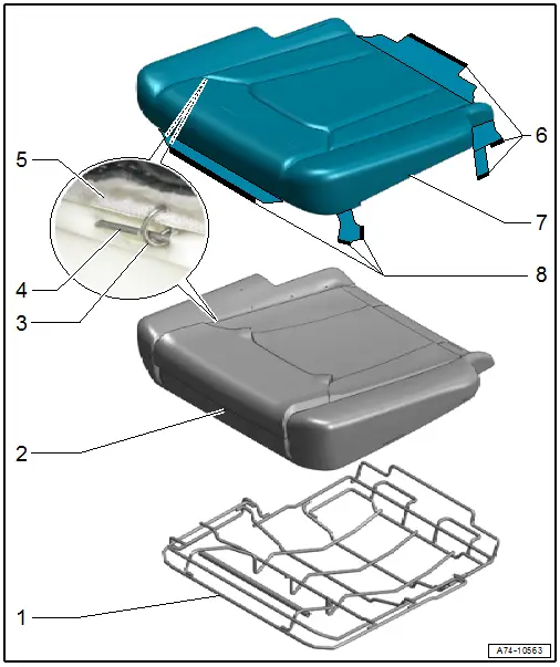 Overview - Cover and Cushion, Second Row Seat Pan High