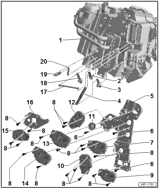 Left Actuators ("Mix" or "High" A/C System)