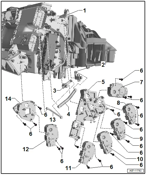 Right Actuators ("Mix" or "High" A/C System)