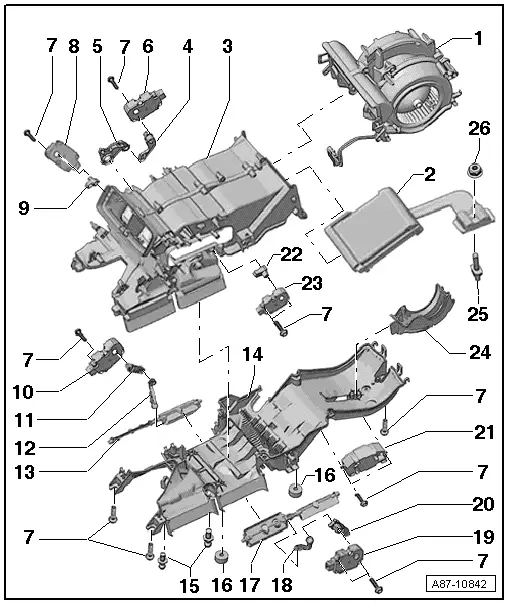 Rear Heater and A/C Unit Actuators and Electrical Components, "High" A/C System