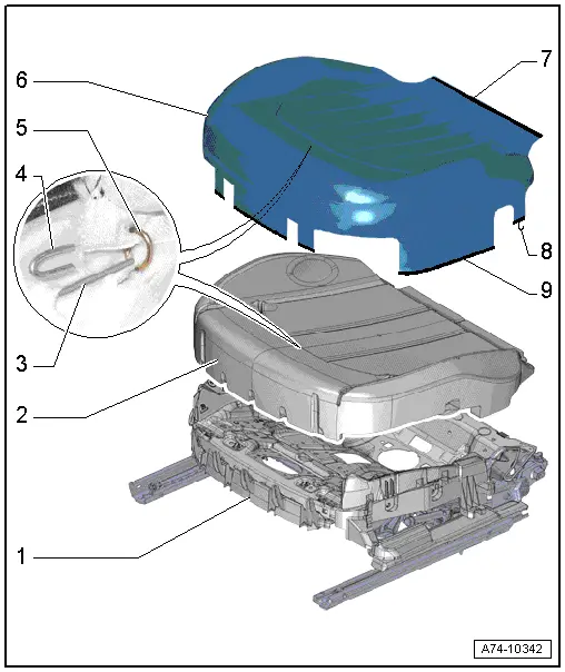 Overview - Seat Pan Cover and Cushion, Seat without Seat Depth Adjuster