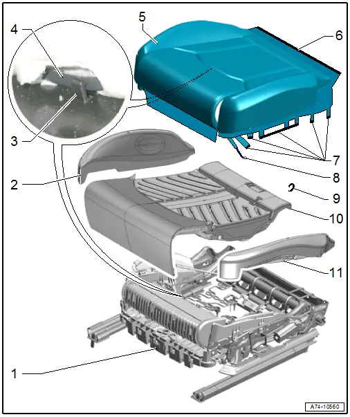 Overview - Seat Pan Cover and Cushion, Seat with Seat Depth Adjuster