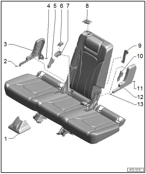 Overview - Bench Seat/Single Seat, Seat Low Trim Panels, Center Second Row Seat