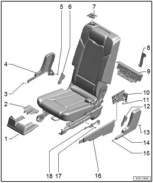 Overview - Bench Seat/Single Seat, Seat High Trim Panels, Center Second Row Seat